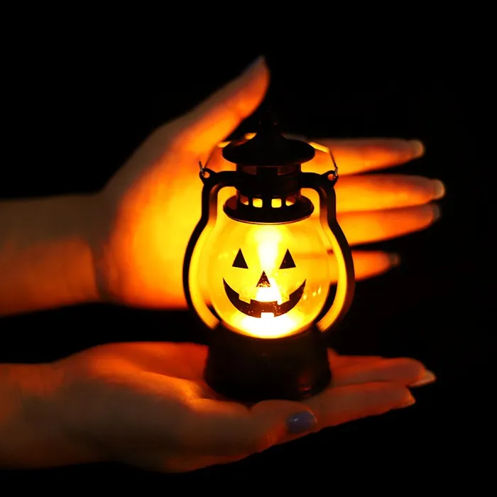 pumpkin skull led pony lantern